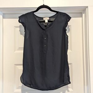 LOFT Navy Crepe Blouse
